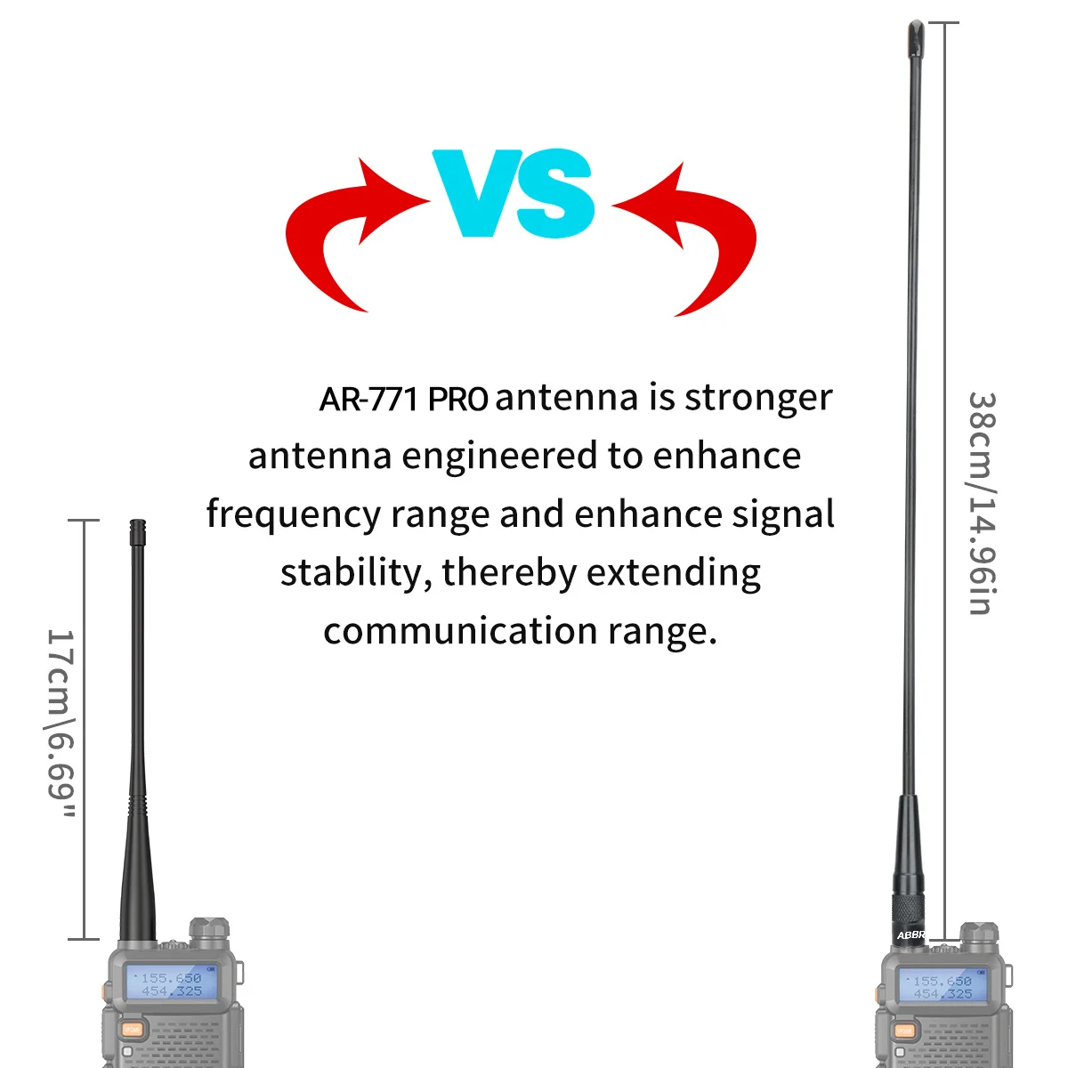 ABBREE AR-771 PRO Dual-Band SMA-Buchse Antenne Walkie-Talkie Peitschenantenne für UV-5R BF-888S UV 21 PRO 5RH Quansheng UV-K6 UV K5 – Detail 4