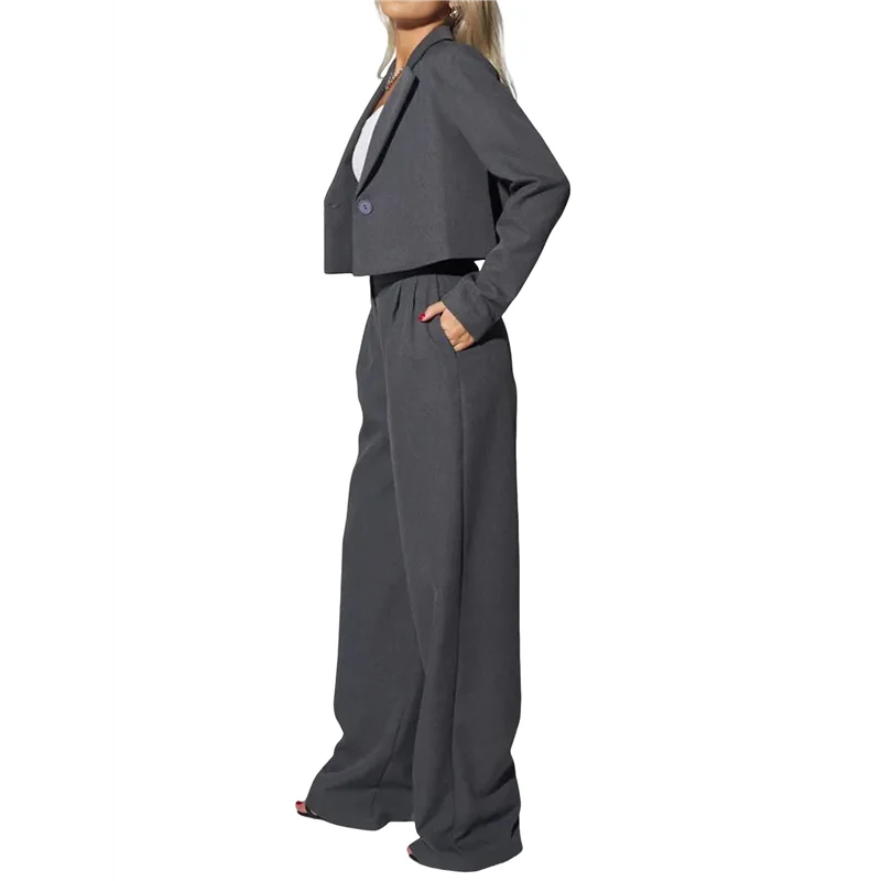 

A83F-2 Piece Outfits For Women Dressy Blazer Jackets High Waisted Straight Leg Pants Suits Set Business Casual
