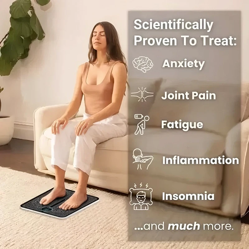 مدلك كهربائي EMS لتدوير القدم مع 8 أوضاع USB قابل لإعادة الشحن وجهاز تحكم عن بعد للاسترخاء معزز للقدمين والساقين