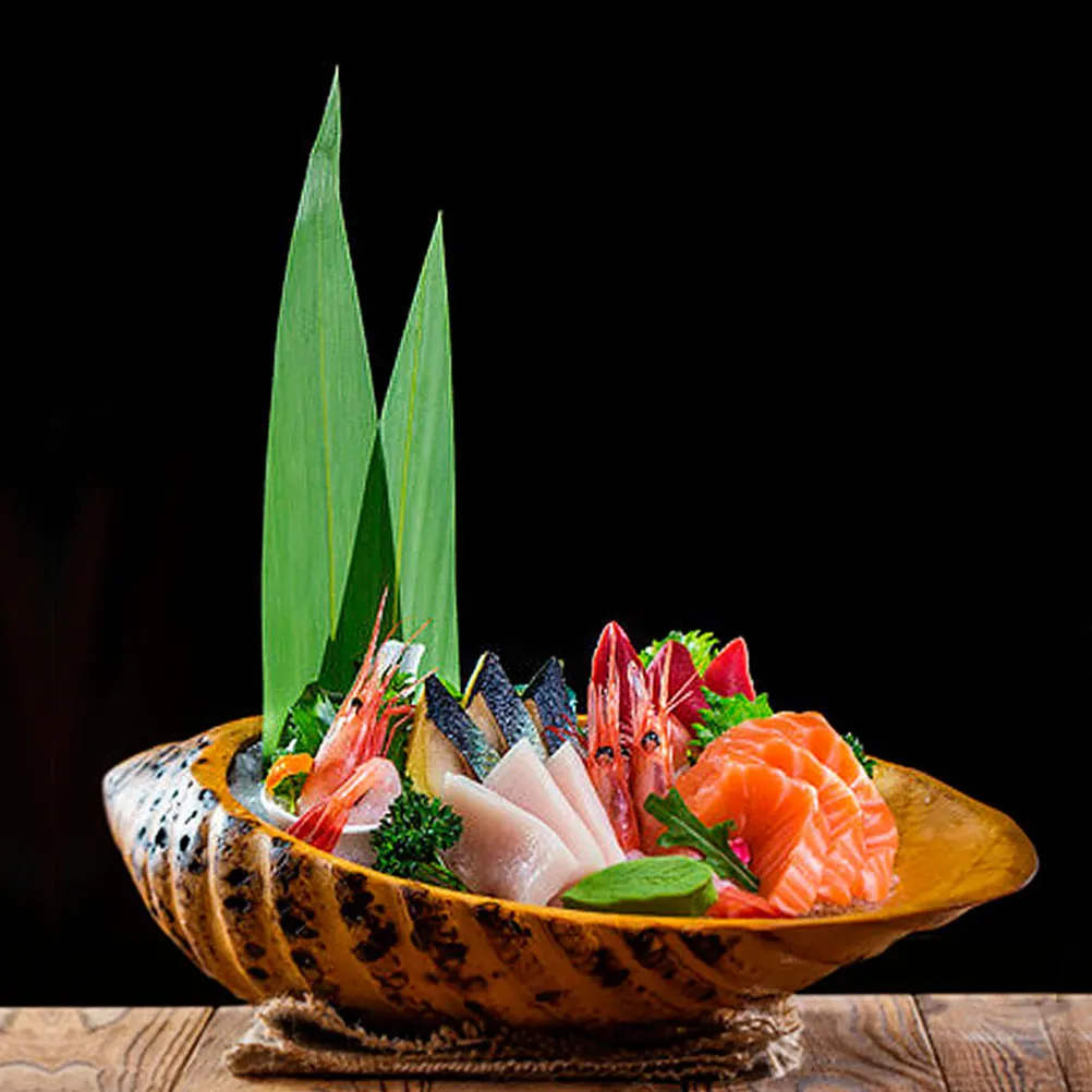 

100pcs Bamboo Leaf Sushi Pad Resin Decorative Leaves For Sashimi Dish Japanese Restaurant Accessory Leaf Ornament Cold Dish