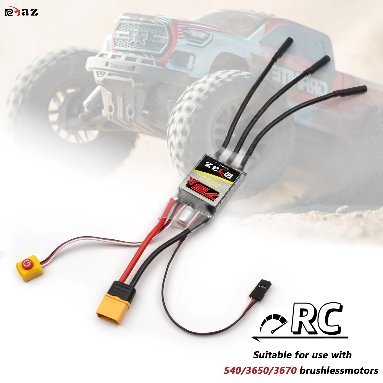 

RCXAZ RC 75A Бесщеточный ESC Электронный регулятор скорости подходит для бесщеточного двигателя 540/3650/3670/3674 модель автомобиля/лодки 2-3S Lipo