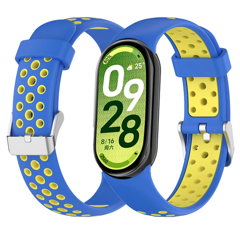 Sport strap For Xiaomi Mi Band10 9 8 strap Two-color Silicone Strap For Miband 9 8 strap Miband 10 Replacement Wristband image 5