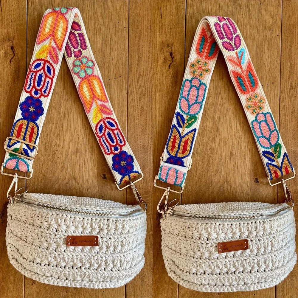 1/2/5pcs Bohemian Embroidered Bag Strap Adjustable Wide Nylon Shoulder Strap for Crossbody Bag Handbag Backpack Guitar Style - view 6