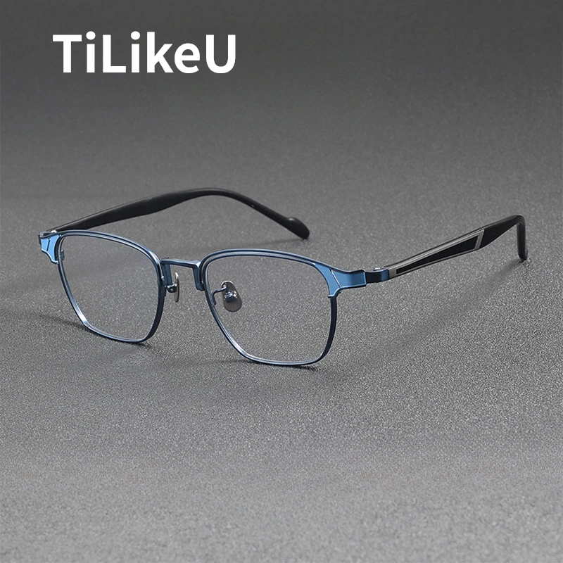 High-end Designer Pure Titanium Acetate Glasses Square Frame Fashion Handsome Men's Ultra Light Prescription Eyeglasses Frame