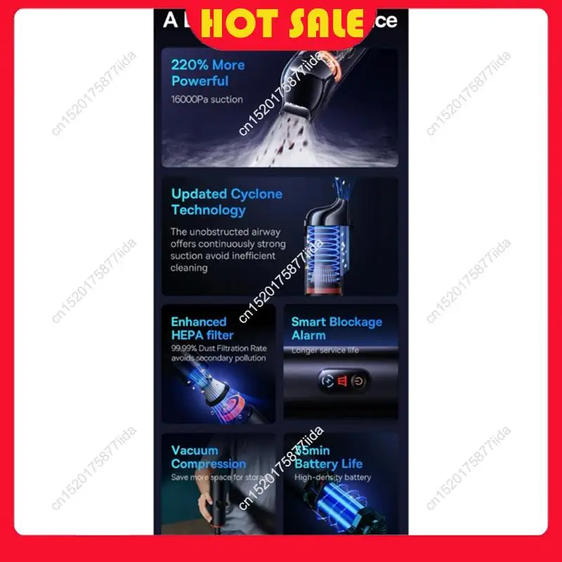 

Необходимый беспроводной автомобильный пылесос 16000 Па, ручной мини-пылесос для домашней уборки, портативный, мощный