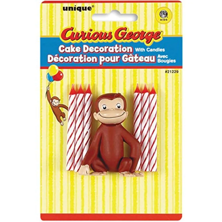 غطاء كعكة جورج الغريب مع 6 شموع عالي الجودة مثالي لحفلات أعياد الميلاد