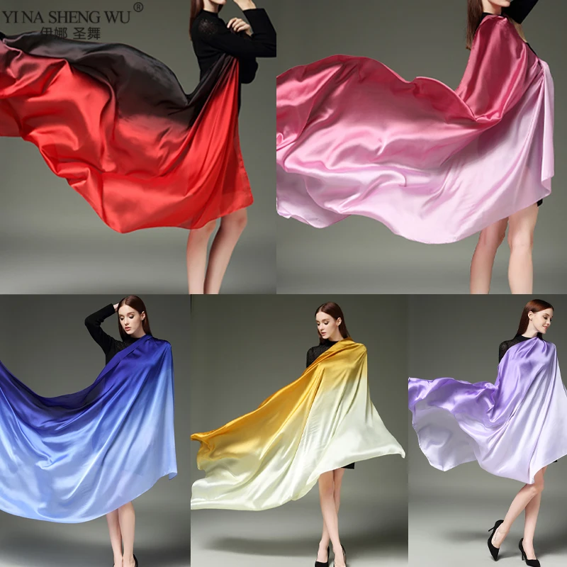 Belly Dance Waving Veil Gradient Imitation Silk Scarf Shawl Women Performance Dancing Veils Shawls Costumes Accessories190x110cm