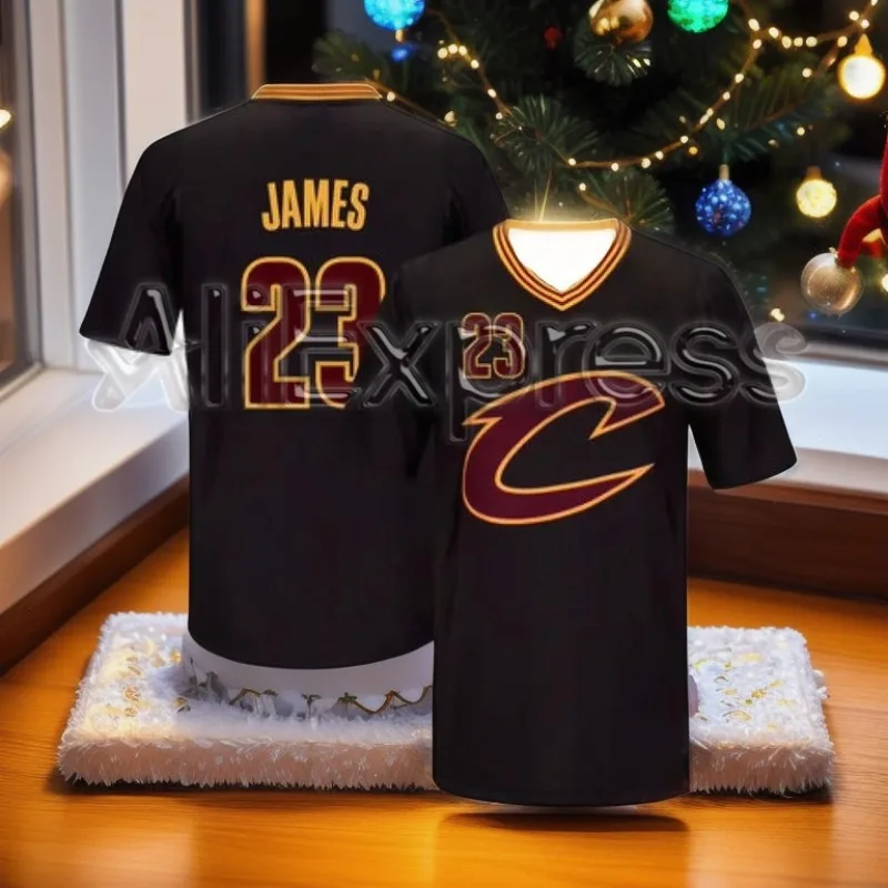 Popular Basketball Cavaliers James No. 23 Black Finals Same Jersey for Men and Children Comfortable and Breathable T-shirt