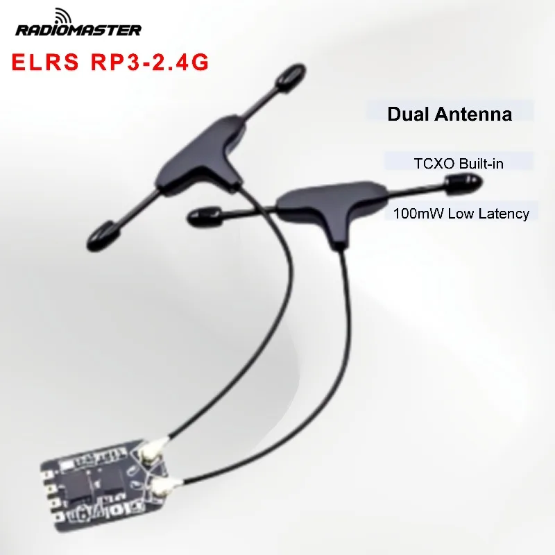 RadioMaster RP3 V2 ExpressLRS Receptor Nano de 2.4GHz con Doble Antena TCXO de Largo Alcance para Drones FPV y Aviones de Ala Fija
