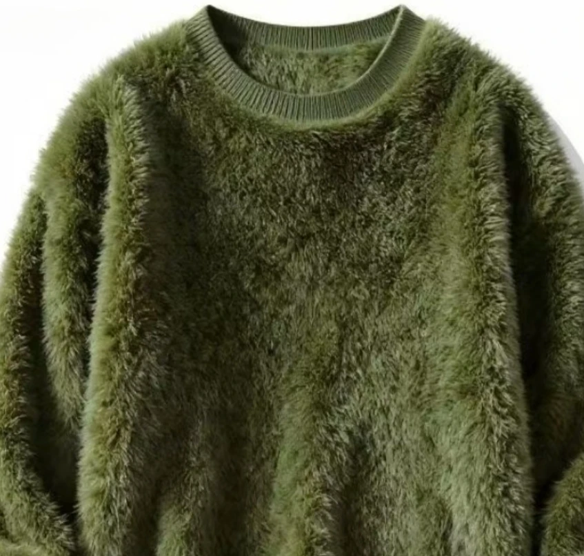 2025 Men Autumn Winter New Oversize Solid Color Knitted Jumpers Male O-neck Sweater Tops Men Long Sleeve Warm Pullovers