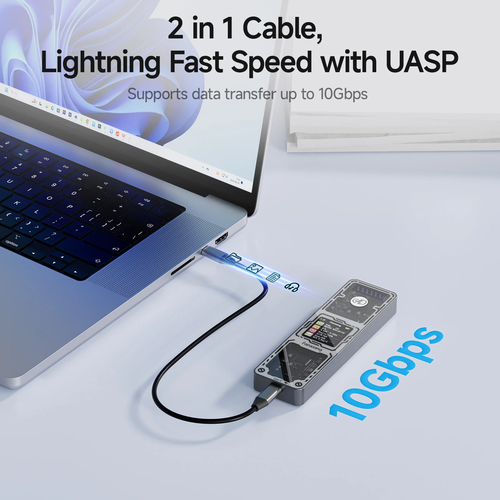 Fanxiang MD86 M.2 NVME/SATA SSD carcasa 10 Gbps USB 3,2 Gen 2 SSD adaptador/lector USB compatible con teclas M/B + M/2230/2242/2260/2280