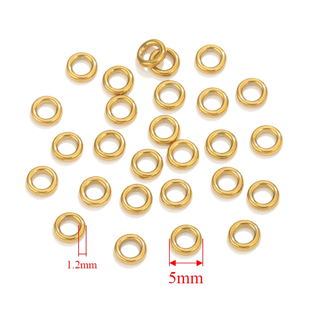 50 Stück Edelstahl O Ring vergoldet geschlossene Biegeringe für Schmuckherstellung DIY Ringe Drahtreifen Verbinder Schmuckzubehör