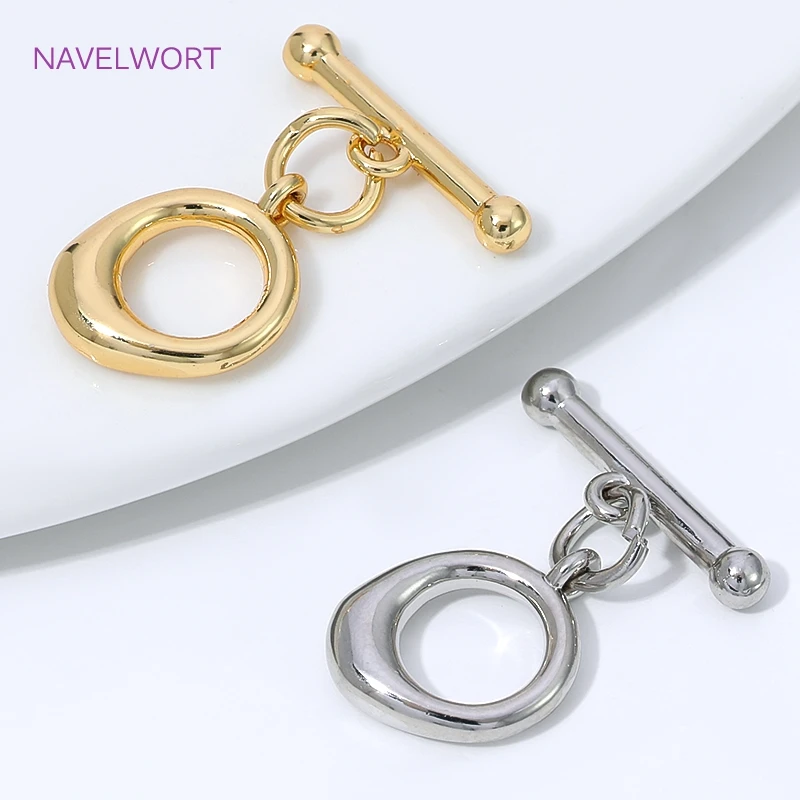 2/4/6 Stück 18K vergoldeter unregelmäßiger Knebelverschluss-Verbinder, Messing-OT-Verschluss für die Schmuckherstellung, DIY-Armbandherstellungsmaterial – Detail 25