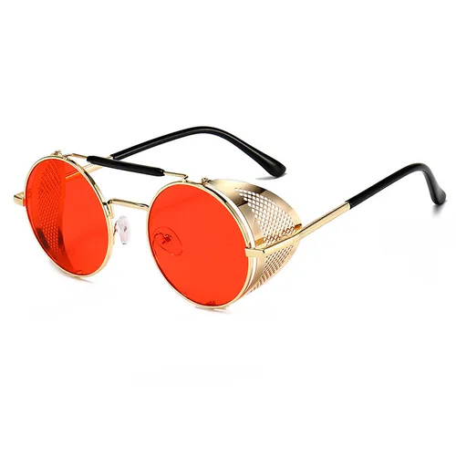 Imagen 1 del producto Gafas de sol Steampunk Vintage para hombres y mujeres, gafas de sol a prueba de viento, marcos de Metal, UV400, gafas de conductor, Cosplay, decoración de Halloween