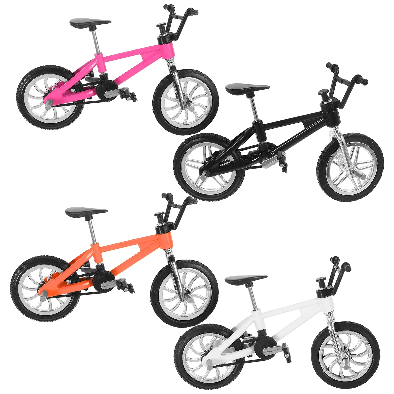

4Pcs Finger Mountain Mini Bike Alloy Racing Set Simulation Bicycle Miniature Bike Collection Bicycle Model Finger Mountain Bikes