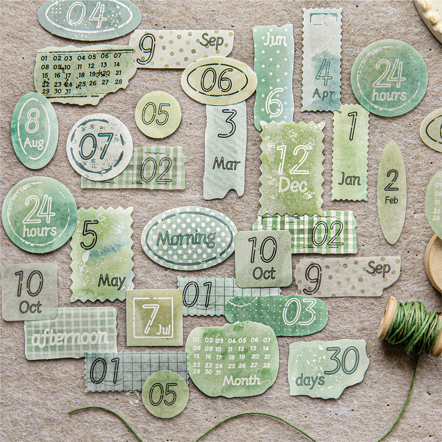 50pcs Fragmented Time Series Retro Simple Font Decorative Stickers DIY Aesthetic Creativity Journal Scrapbooking Material