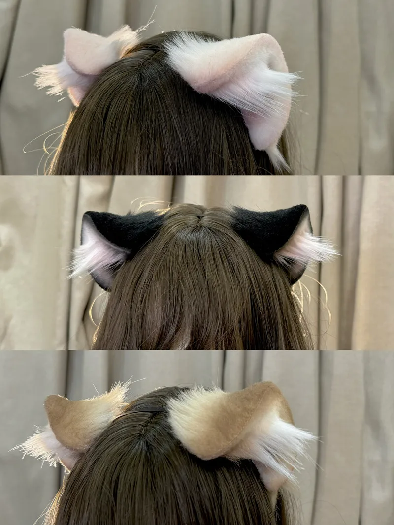 Original handmade beast cat ear simulation animal ear headband hair clip KC Lolita cosplay costume accessories Halloween  Xmas