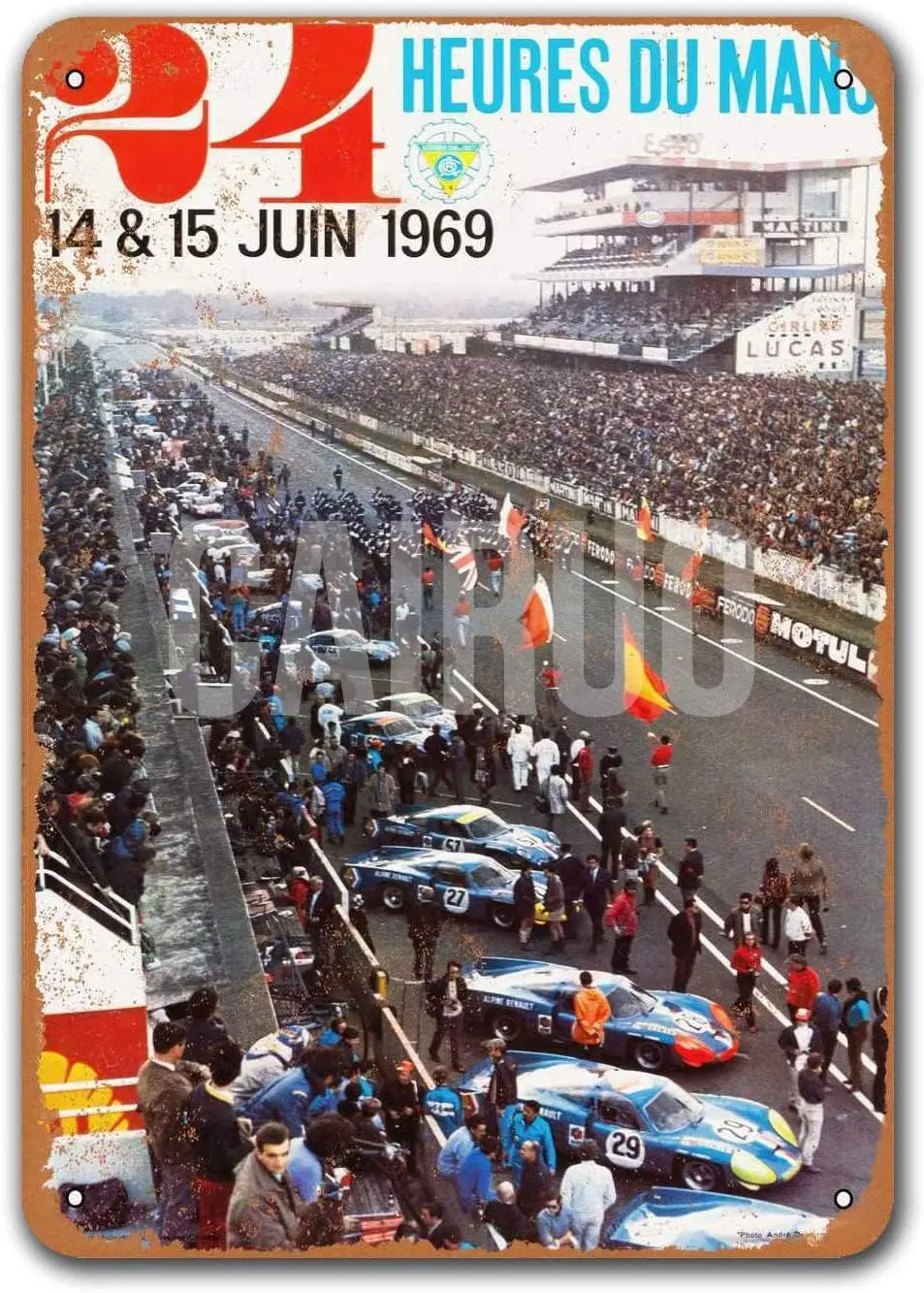 Tin Sign For 1969 24 Hours of Le Mans Metal Signs Vintage Cars Plaques Poster Man Cave Pub Retro Wall Decor 8x12 inch sign