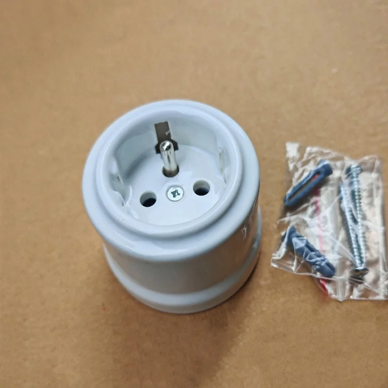 

Multicolor Ceramic Push Button Wall Socket Switch - 110-250V, Vintage Style, Suitable for Home Decoration