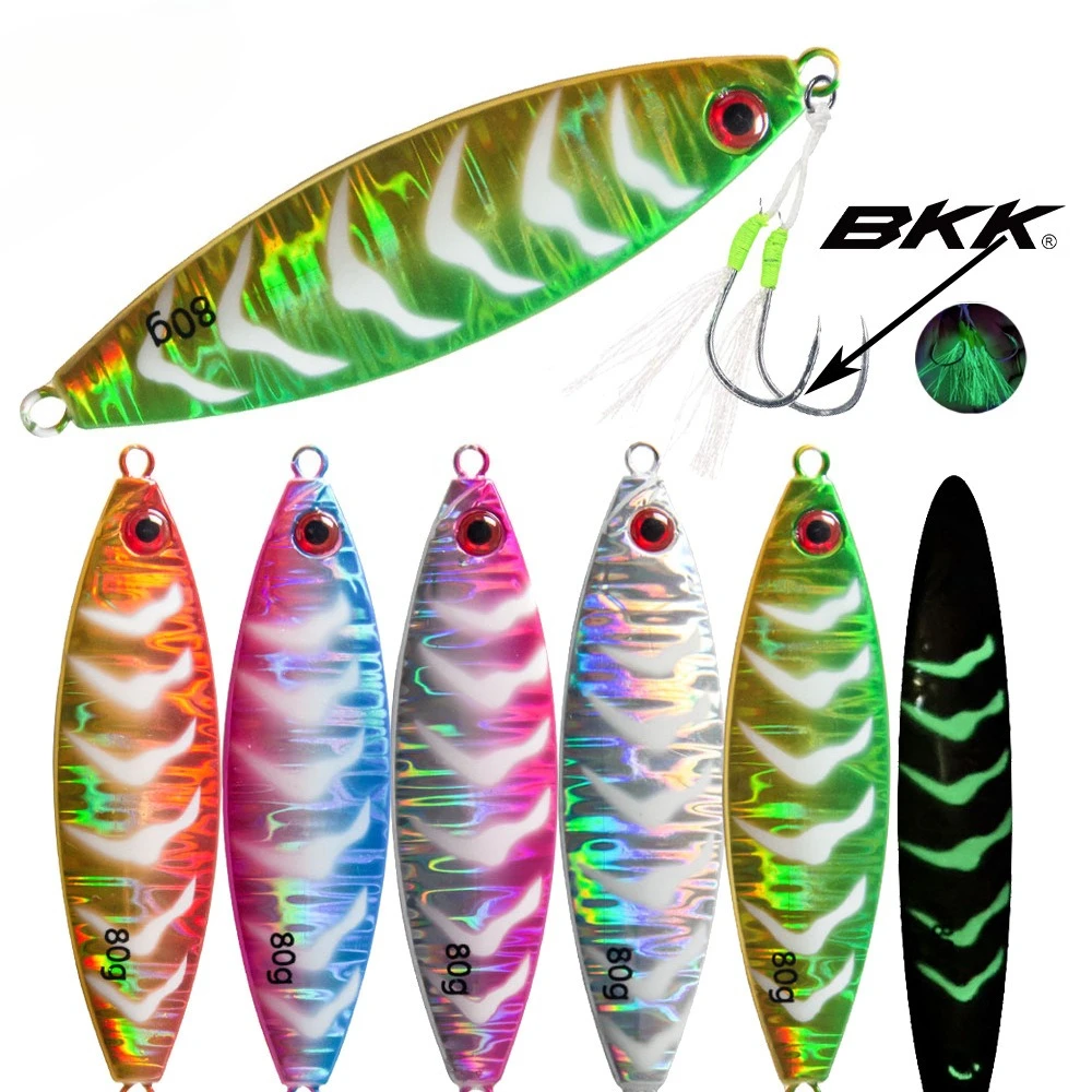 

Metal Jigging Lures 80g-120g Fast Sinking Jigging Fishing Lure Laser Paper Coating Luminous Jig Lure Sea Fishing TrollingTackle