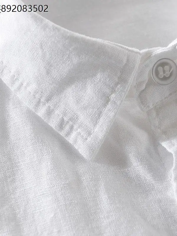 

Men's Loose Fit Linen Cotton Blend Long Sleeve Shirt Casual Breathable Thin Style Spring Summer Autumn Season White Top