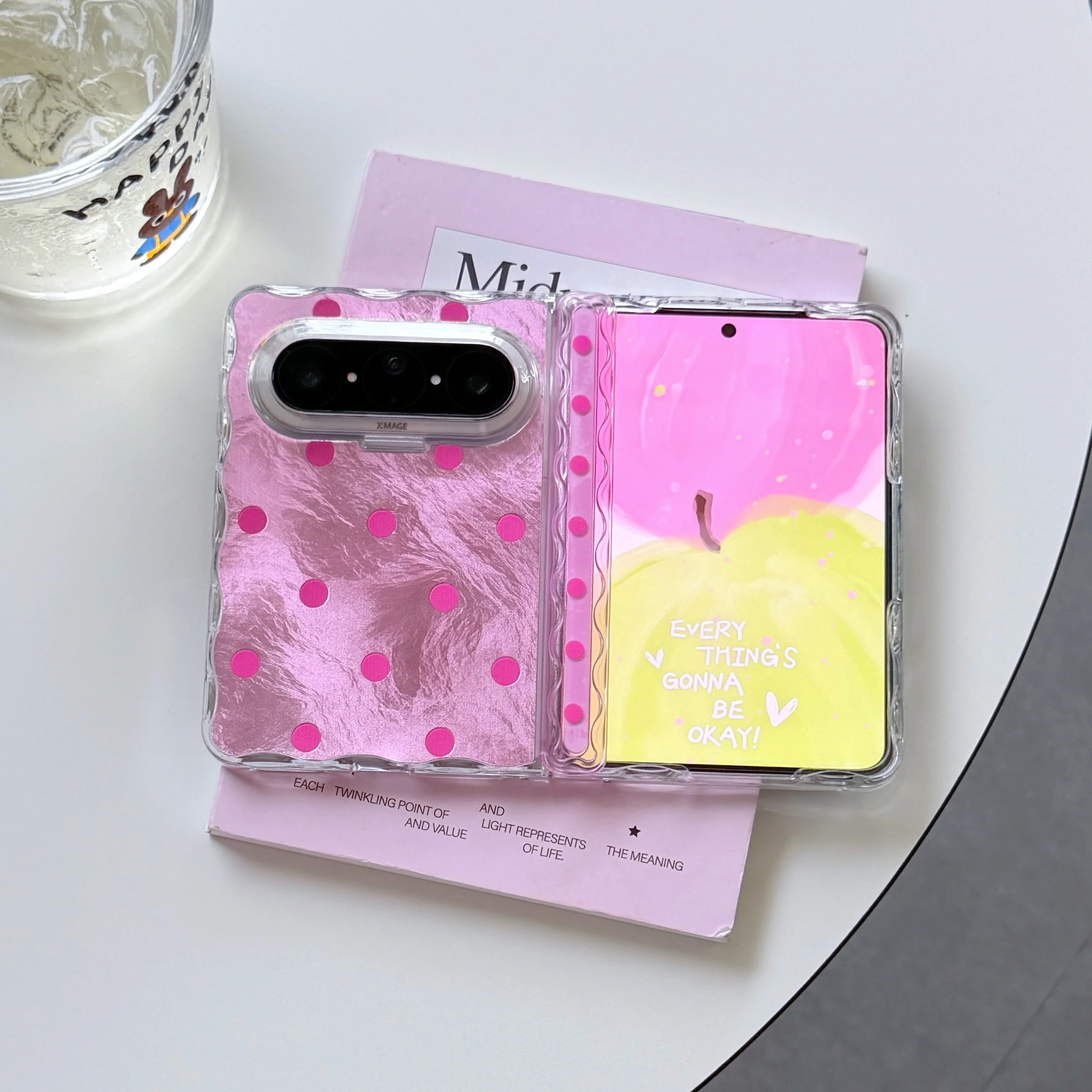 Girly Holographic Dot Phone Case for Samsung Z Flip 5/6/7 Shimmering Shell with Bead Chain Anti-Drop & Trendy Design