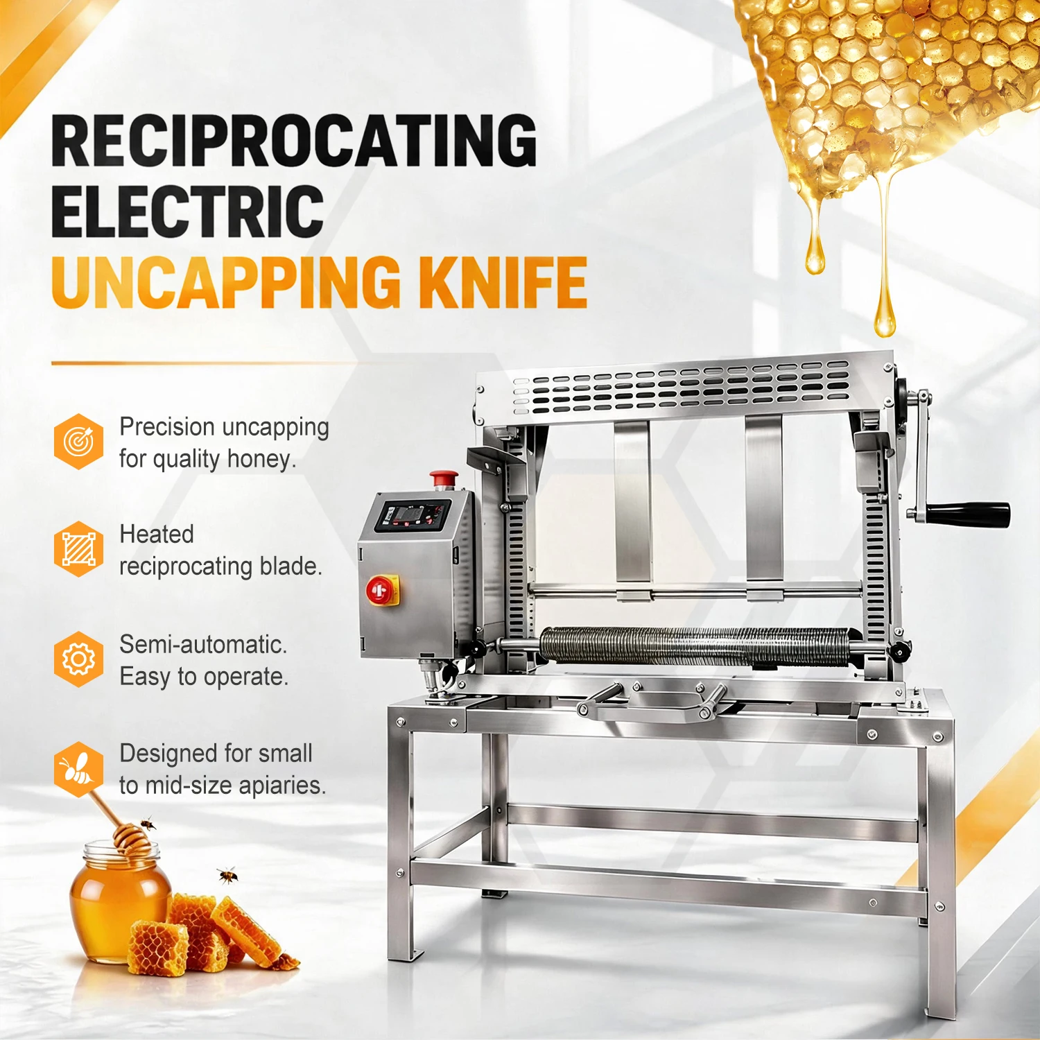 Automatic Electric Honey Honeycomb Cover Opening Machine Heating Reciprocating Knife Stainless Steel Beekeeping Equipment