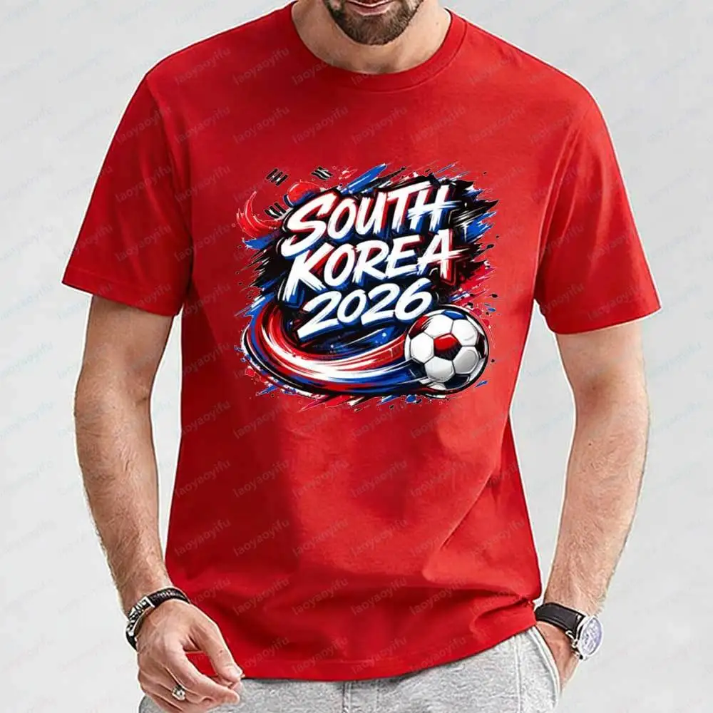 South Korea 2026 Soccer Men's T Shirt Short Sleeve Graphic Tee with National Flag Football Print Casual Sportswear for Men Tops - view 6