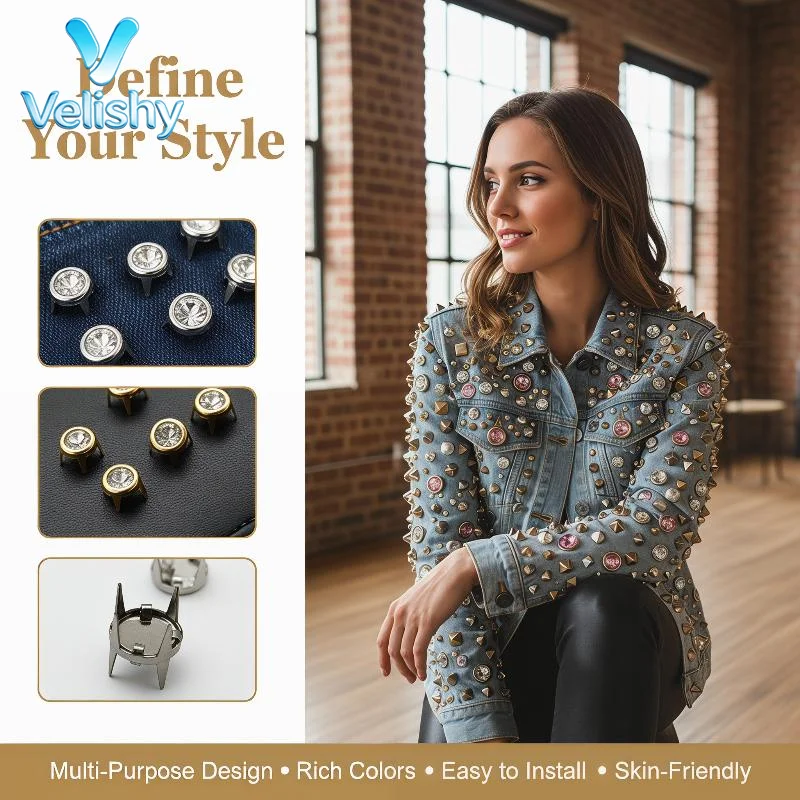 【】50Pcs Rhinestone Rivets Crystal Studs Spot Spikes Nailhead Fashion DIY Leather Craft For Shoes Clothing Bag Parts Decoration