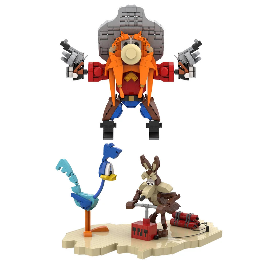 

MOC-214247 Roadrunner and Wile E Coyote Building Blocks Model US Anime YOSEMITE SAM Figure Bricks Assembly Toys Kids DIY Gifts