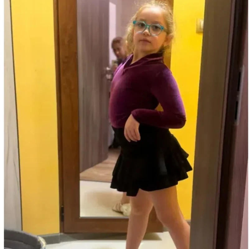 Children's Latin Dance Costume Leopard Print Milk Silk Half Body Latin Skirt Double-layer Practice Latin Dance Dress for Girls