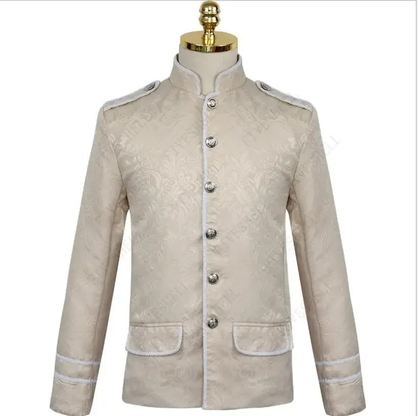 Chaqueta Vintage lisa de estilo Punk para hombre, abrigo Medieval con cuello levantado para Halloween, traje militar, abrigos, Príncipe eduardiano, rey, Outw