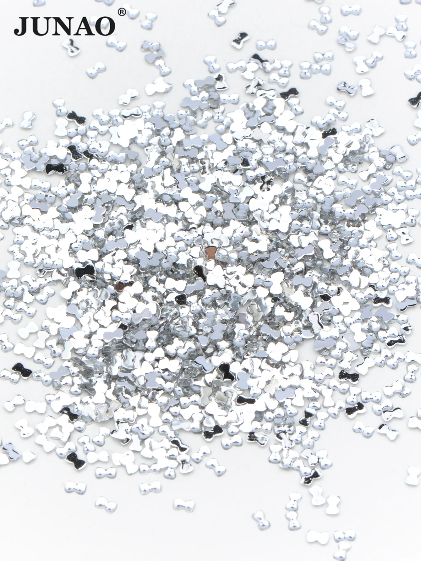 JUNAO 2000pcs 3mm Clear Color Bow Tie Rhinestones Flatback Acrylic Stones Non Sewing Strass Applique For Nail DIY Decoration
