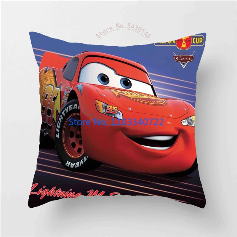 Anime Red McQueen Cars Square Cushion Cover Plush Pillowcase Pillow Case Shams Sofa Car Home Decor 45x45cm Kids Birthday Gift