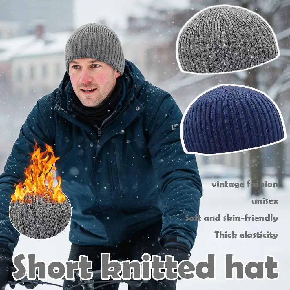Short Knitted Hat Melon Rind Design Spring Winter Hip Hop Beanie, Trendy Elegant Warm Wool Hat for Men Women 1pcs