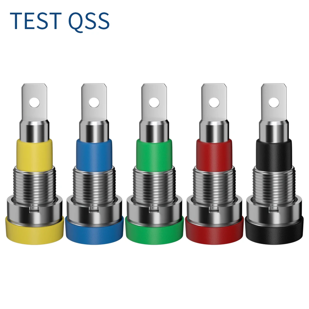 QSS 10PCS 4MM Banana Socket Binding Post Nut Banana Plug Jack Electrical Connector Terminal Test Hole DIY Parts Q.40012