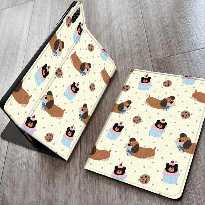 

Puppy Cartoon Bear Pattern For Huawei MediaPad M5 T5 M6 SE C5e 11 12 X 2 Lite Pro Air S 12.2 Inch 5G Tablet Case