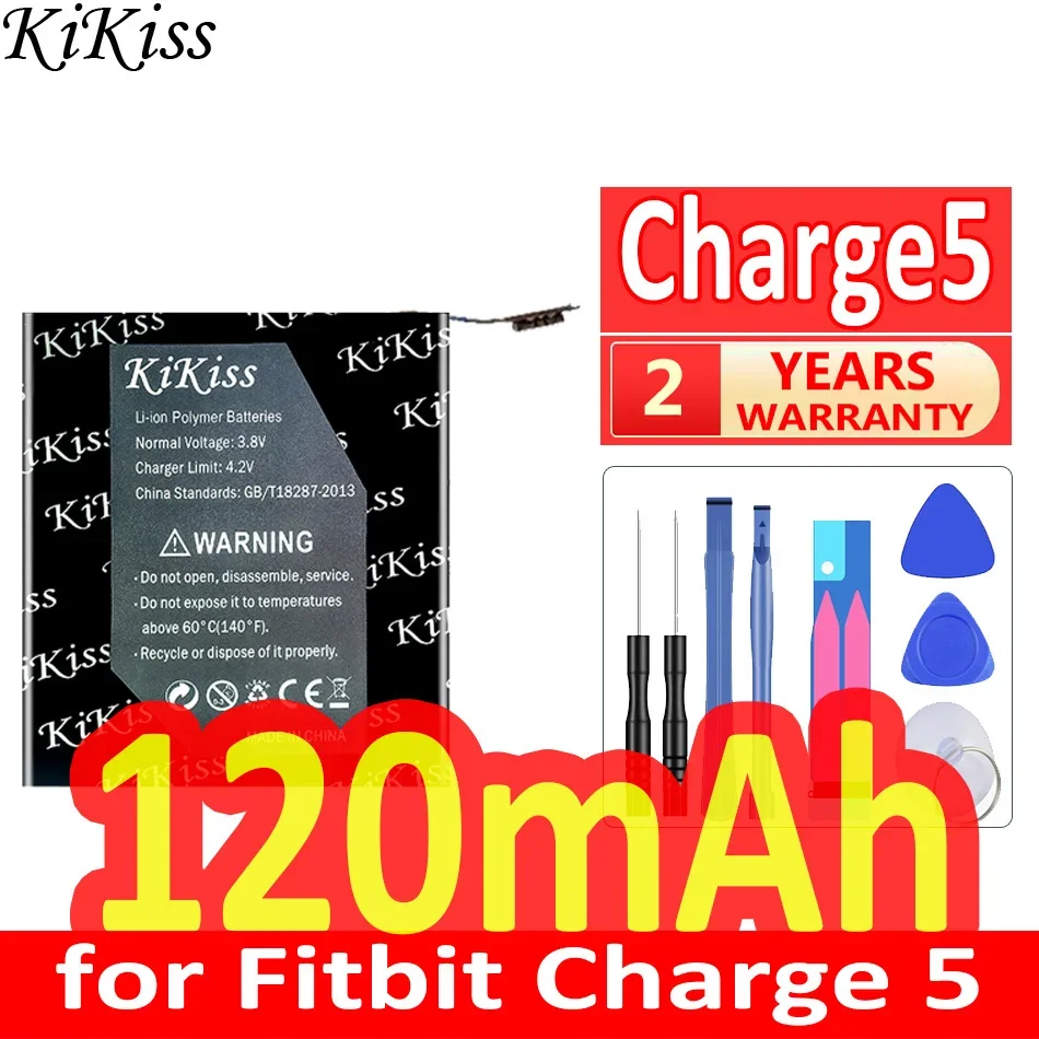 

120mAh KiKiss Replacement Battery for Fitbit Charge 5 Charge5 Smart Sport Watch Li-ion Lithium Polymer Rechargeable Batteries