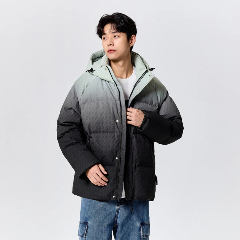 Semir Down Jacket Men Three-Defense Texture Hooded Coat Slightly Loose Raglan Sleeve Design Sense Winter Clothing