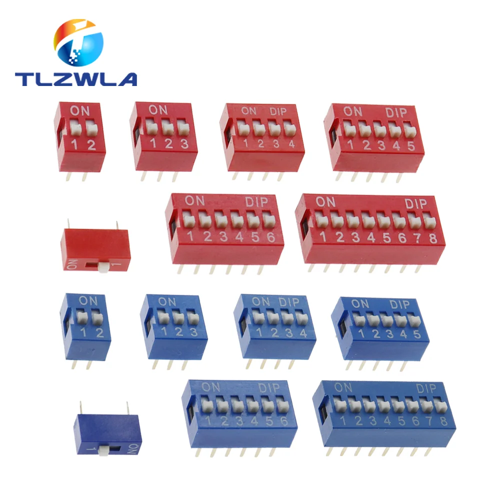 

10PCS Red, Blue Toggle Switch Spacing 2.54MM DIP Dial The Code Switch 1 2 3 4 5 6 7 8 9 10 12 PIN Quick Switch