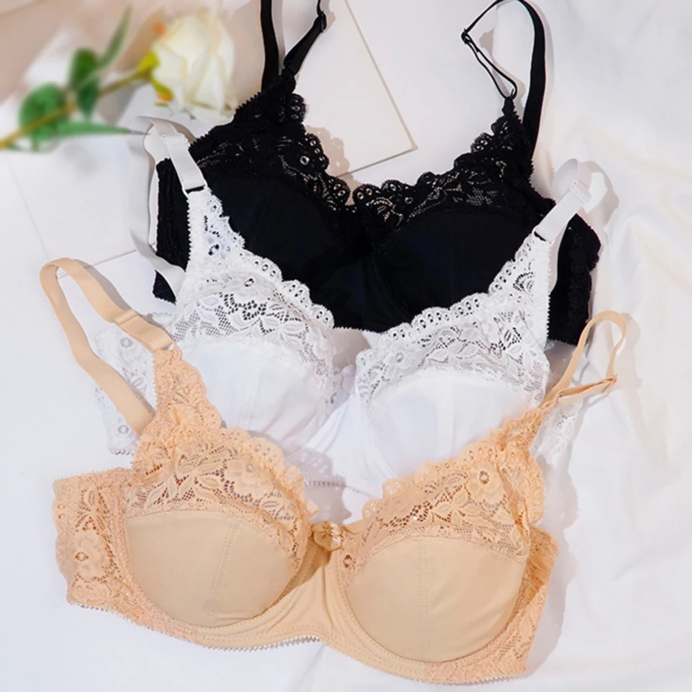 

Female Lace Push Up Underwear Comfortable Thin Cup Plus Size Support Adjustable Women's Solid Color Soft Intimate Bras