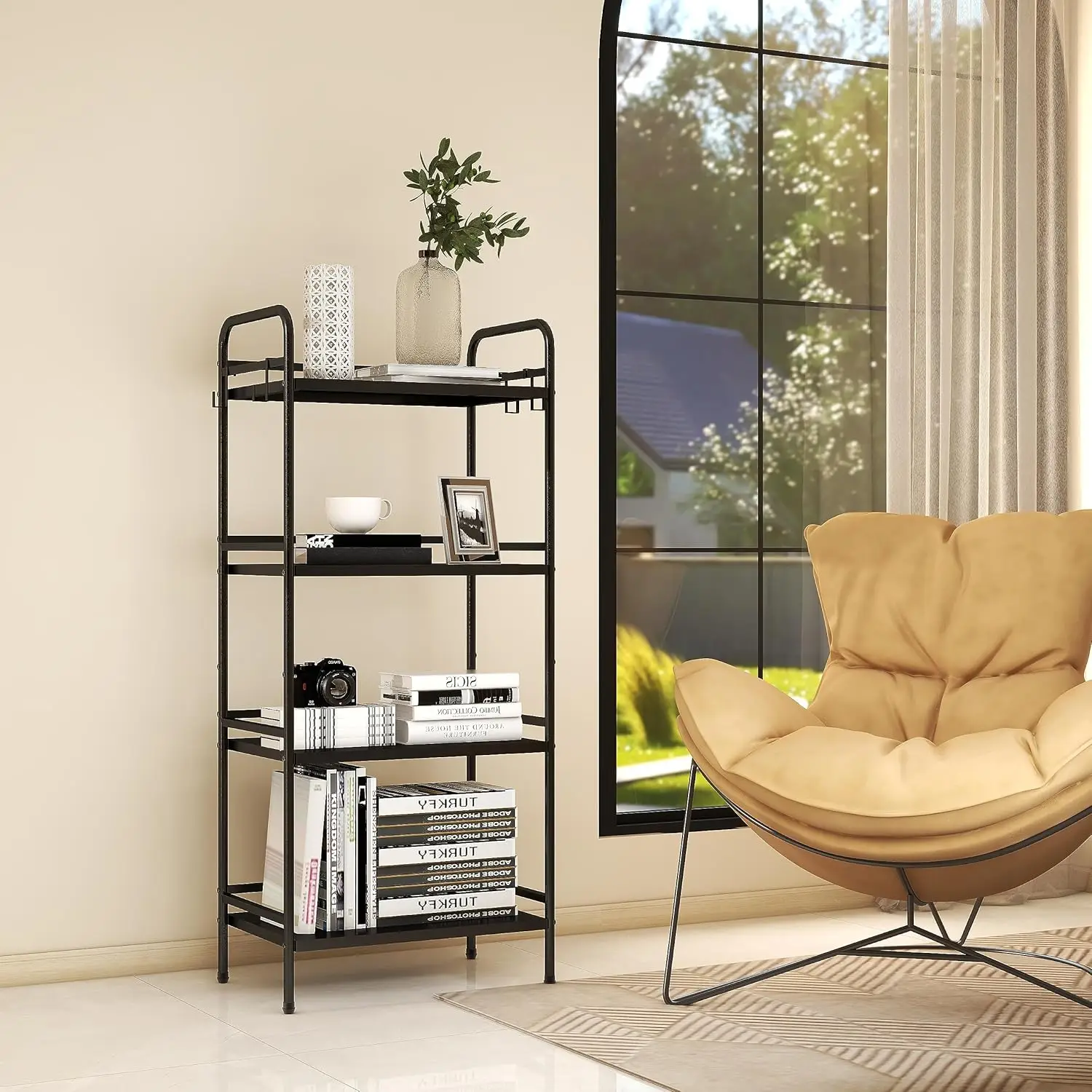 

Storage Shelves, 4-Tier Metal Storage Rack with Shelf,Shelf Organizer,Garage Standing Shelving,23.6''W X 13.8''D X 50 H''H,Black