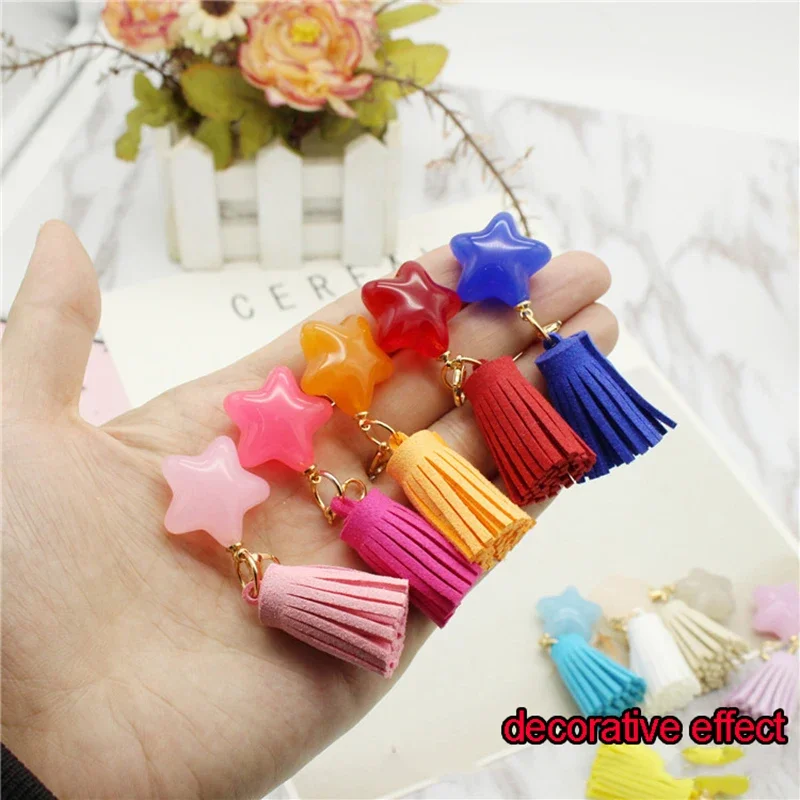 10/20PC 30mm Leather Tassel Fringe Keychain Pendant Strap Jewelry Fiber Fringe Suede Tassel Key Chains For DIY Jewelry Accessory