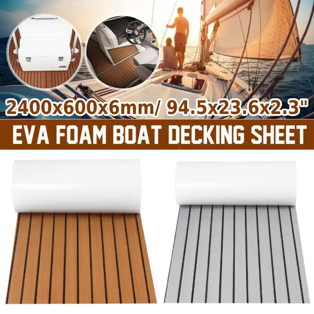 2400x600x5mm 6mm EVA Foam Boat Flooring Teak Foam Decking for Boats EVA Foam Sheet Marine Flooring Teak Boat Yacht Floor Carpet