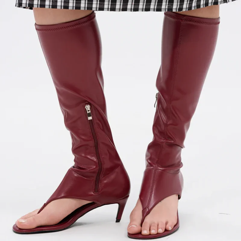 

Matte Leather Flip Toe Sandal Boots Sexy Pointed Toe Stiletto Leather Accept Customized New Arrivlas Fashion Women Modern Boots