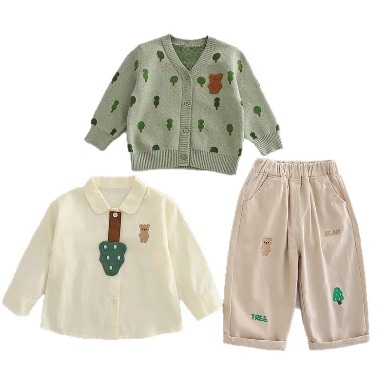 

New Spring Autumn Baby Clothes Suit Children Boys Jacket Shirt Pants 3Pcs/Sets Infant Fashion Cartoon Costume Kids Tracksuits