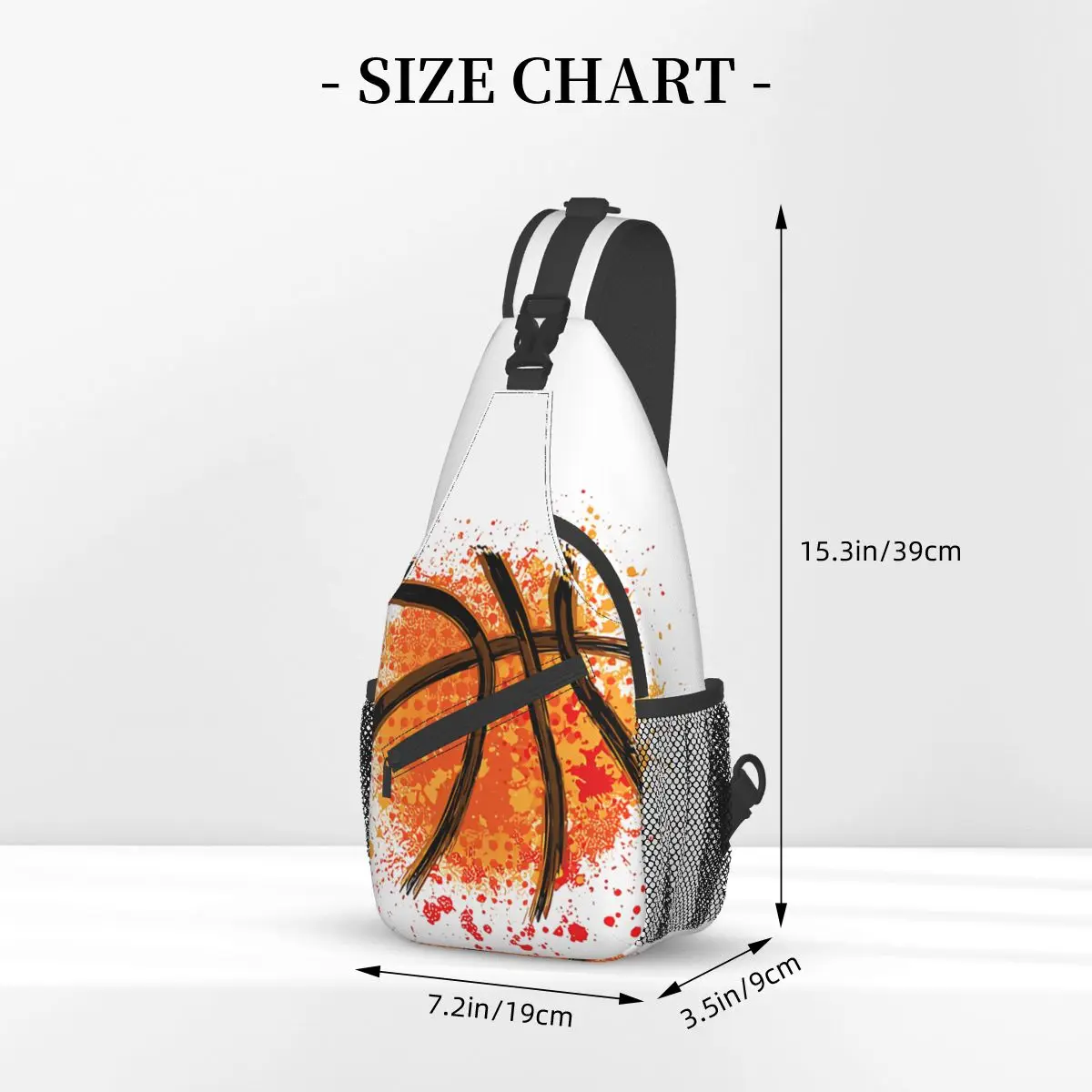 Bolso de pecho cruzado de baloncesto naranja con bolsillos, paquete de viaje, bandolera deportiva para adolescentes, Unisex