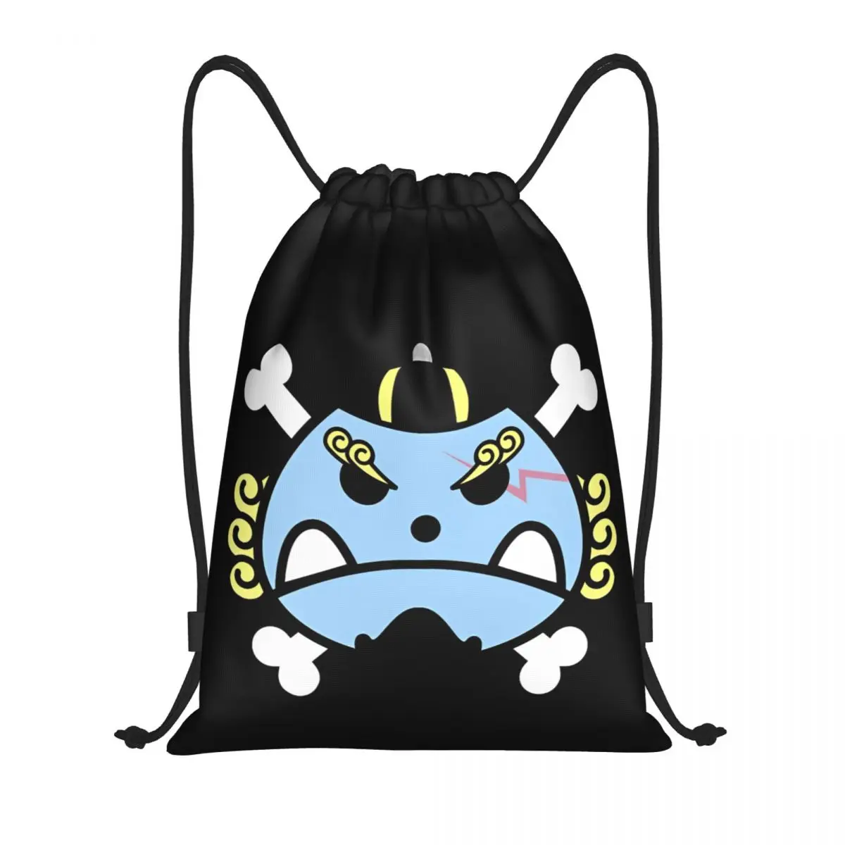 

Jinbe One Piece Flag Bag Drawstring Backpack Sports Gym Sackpack Water Resistant String Bags for Exercise