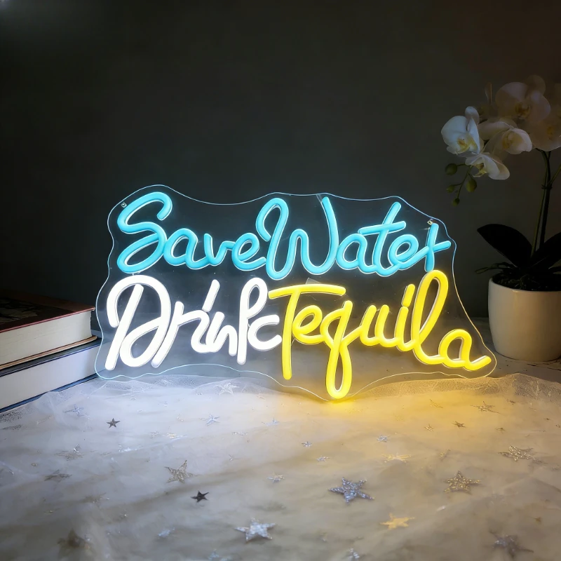 

Save Water Drink Tequila Neon Sign LED Night Light USB Funny Alcohol Bar Wall Art Desk Lamp for Home Pub Party Decor Gift