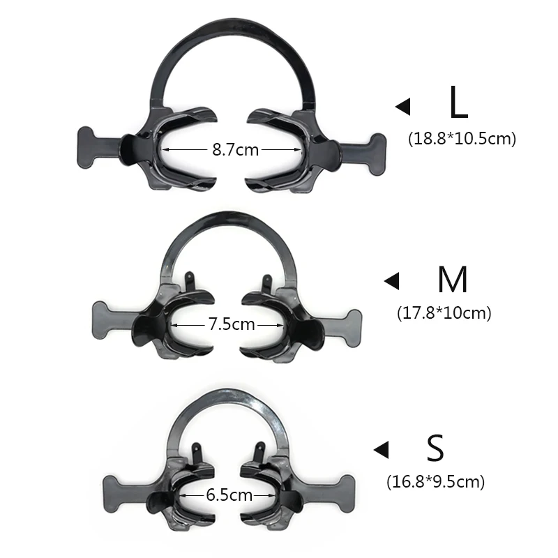 3Pcs Dental Intraoral Cheek Lip Retractor Spreader Orthodontic Mouth Opener C-Shape With Handle Black Dentistry AccessoriesS/M/L